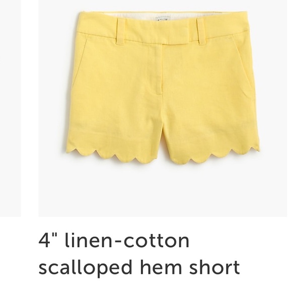 4” linen-cotton scalloped hem short - Picture 1 of 1